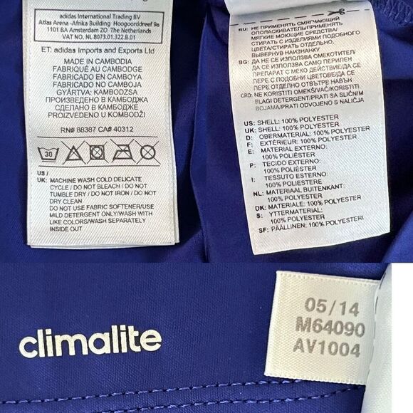 Adidas Climalite Graphic Scoop Neck‎ Top LARGE Graphic Activewear Pullover Blue - Picture 10 of 11